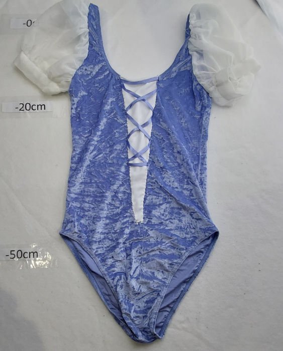 VIOLET VELOUR LEOTARD WITH CRISS CROSS LACED FRONT