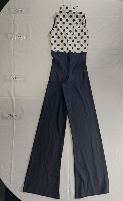 LONG NYLON BODYSUIT BLACK WITH POLKA DOT
