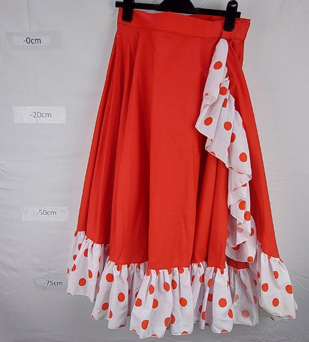 RED FULL SKIRT POLKADOT TRIM SPANISH