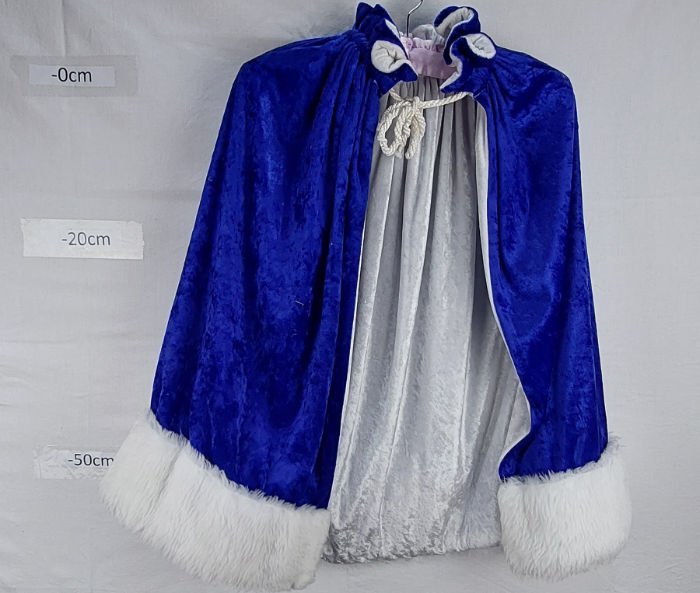 ROYAL BLUE VELOUR CAPE WITH WHITE FUR TRIM