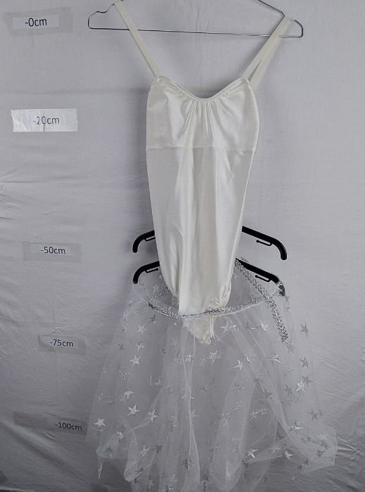 WHITE LEOTARD WITH WHITE AND SILVER TULLE SKIRT
