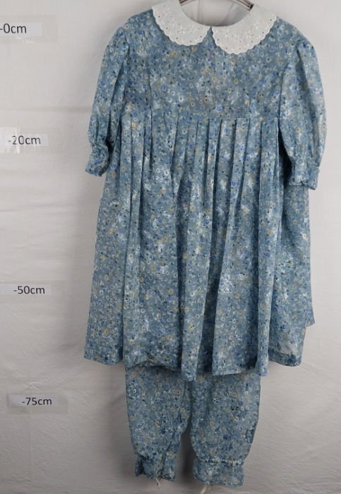 BLUE FLORAL DRESS AND BLOOMERS