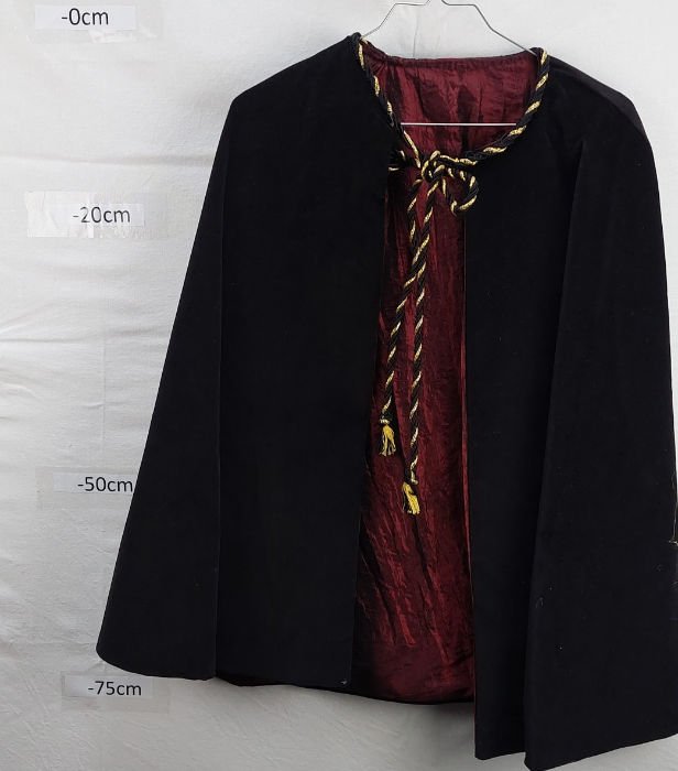 BLACK CAPE WITH MAROON LINING