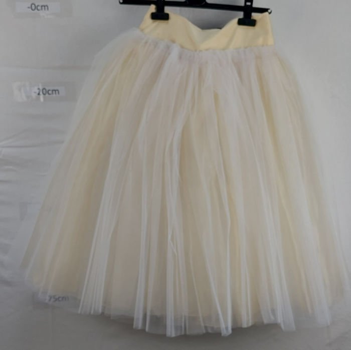 WHITE AND GOLD TUTU SKIRT LONG WITH BOW