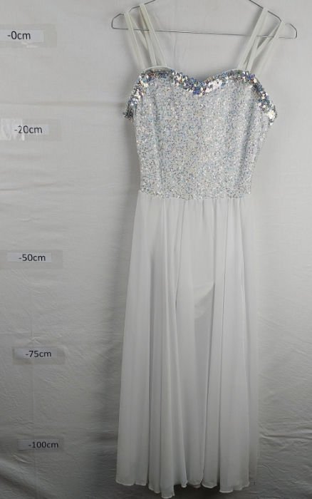 WHITE LEOTARD WITH SILVER SEQUIN LONG SKIRT