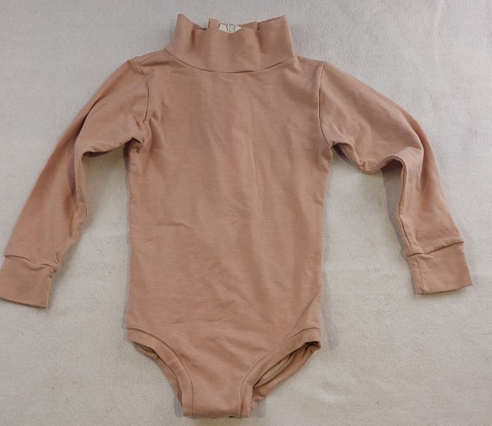 BROWN NUDE COTTON POLYESTER LEOTARD LONG SLEEVE