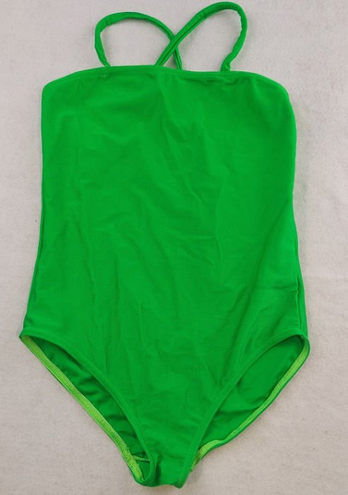 GREEN LEOTARD NYLON CROSS BACK SHOE STRING STRAP