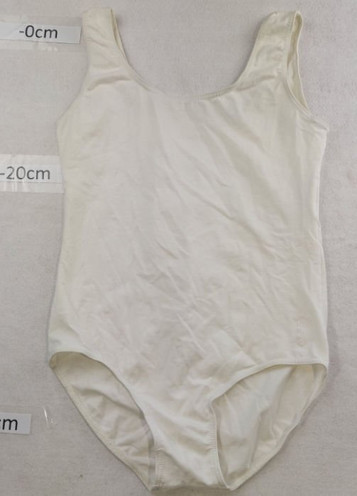 WHITE COTTON POLYESTER LEOTARD SLEEVELESS