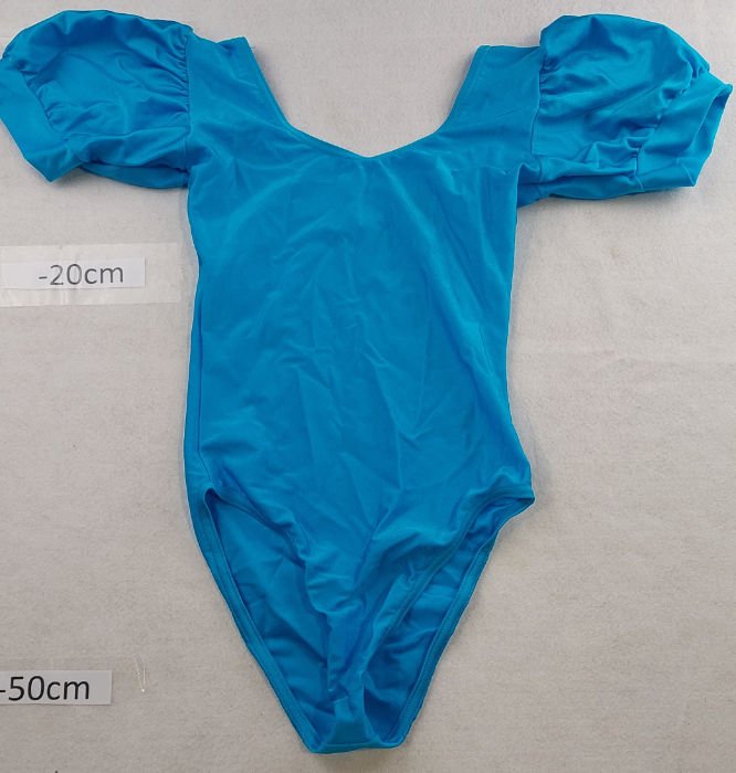 SKY BLUE NYLON PUFFY SLEEVE PERIOD LEOTARD