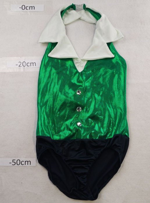 GREEN AND WHITE HALTER NECK WITH WHITE COLLAR