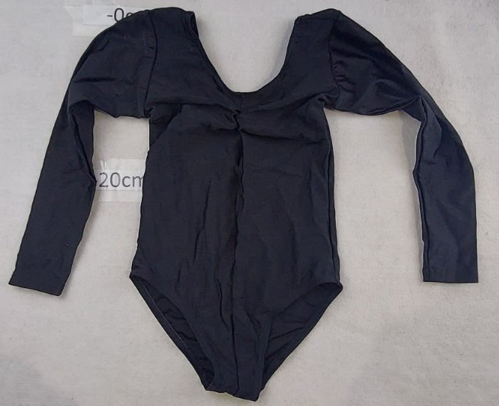 BLACK NYLON LEOTARD LONG SLEEVE