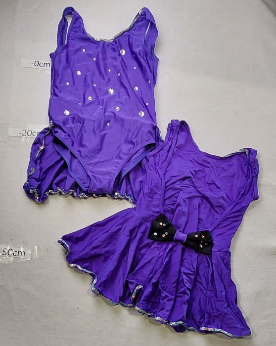 PURPLE GLITTER CARNIVAL LEOTARDS WITH BLACK BOW