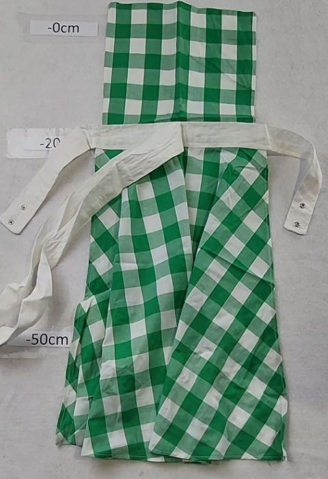 GREEN AND WHITE APRON