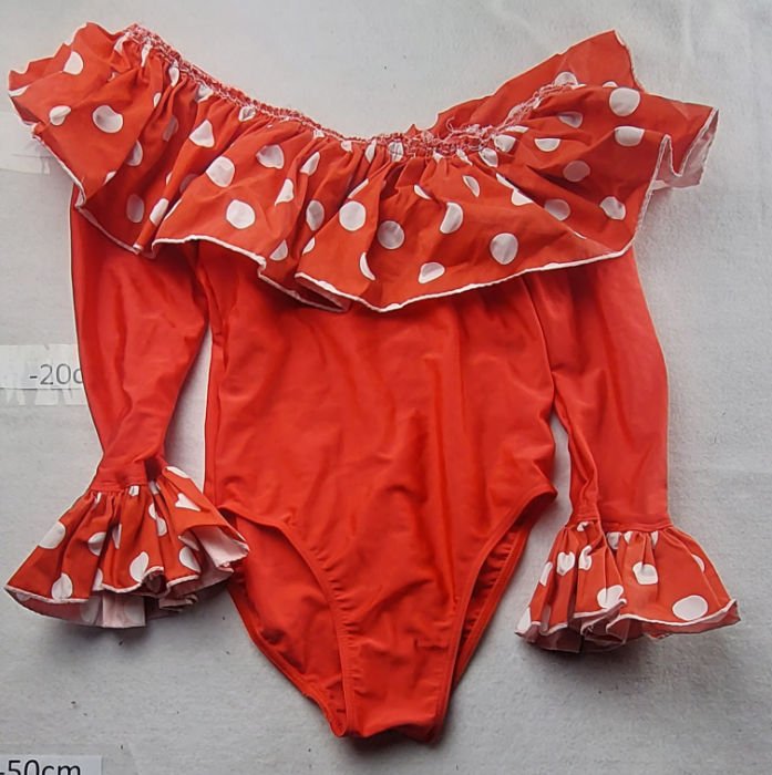 RED AND WHITE LEOTARD WITH RUFFLES