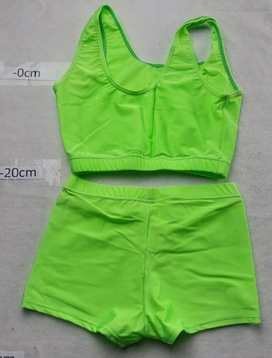GREEN NYLON SHORTS AND TOP